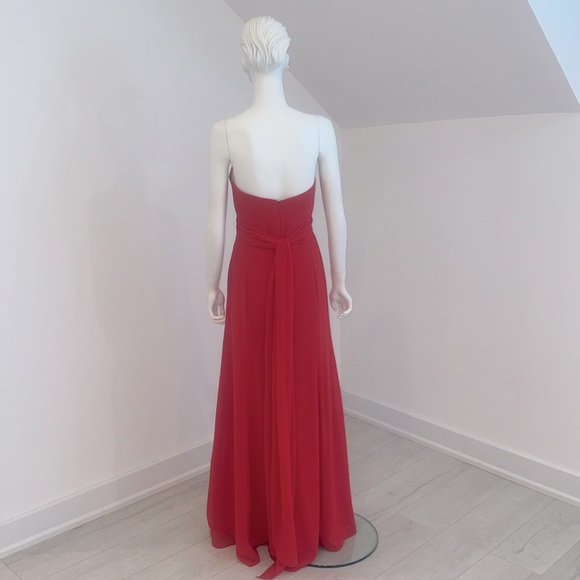 NWT SAMPLE SALE Social for Dessy 8168 Flame(red) size 10 nu-georgette Pristine - Picture 5 of 10